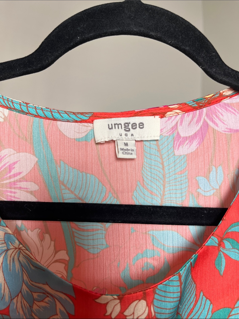 Umgee Coral Floral Wrap Tunic with Teal Accents - Picture 3 of 4